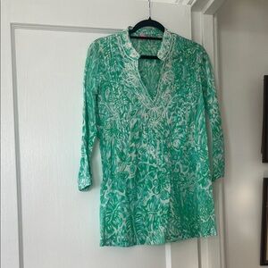 Lilly Pulitzer Green and White Floral Tunic